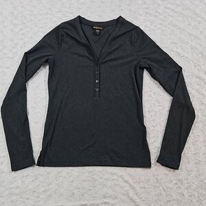 Athleta uptempo ribbed grey Henley top womens small soft lounge cozy outdoors
